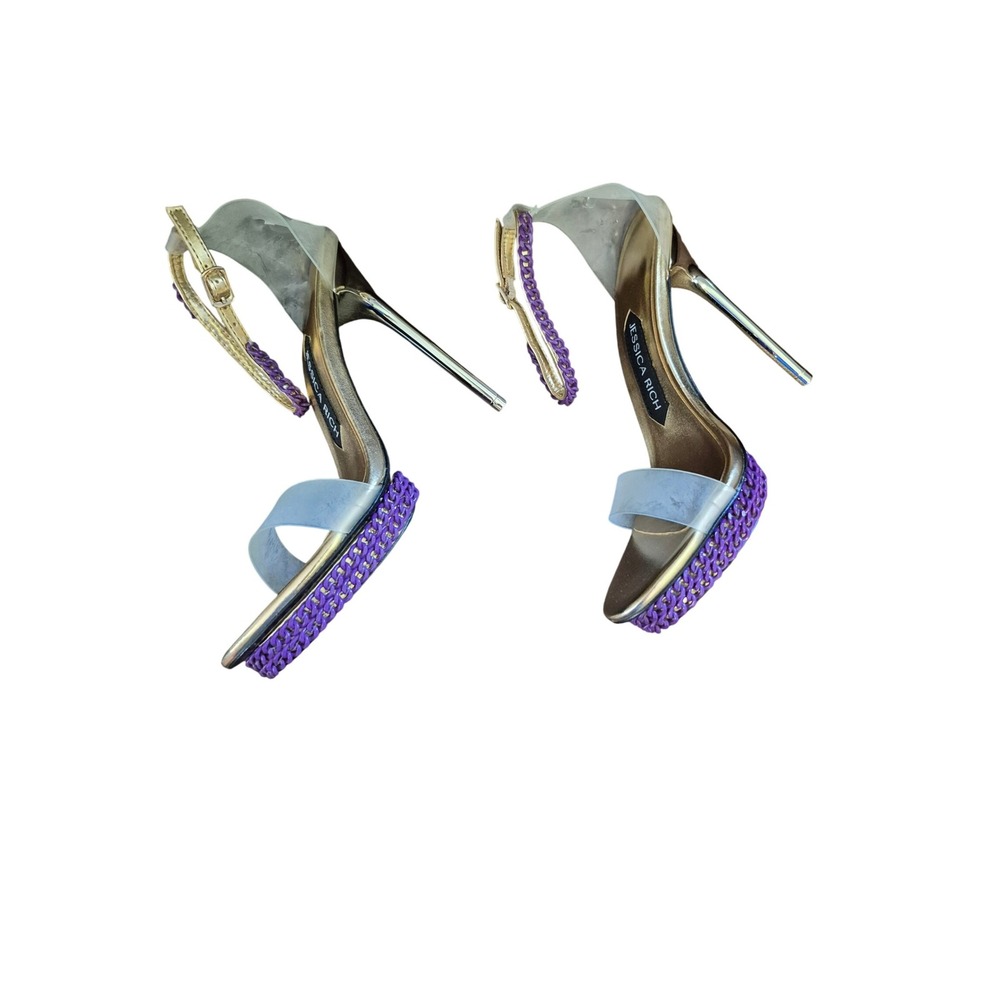 Jessica Rich Purple Platform‎ Heels Size 41 Ankle Strap Clear Party Shoes